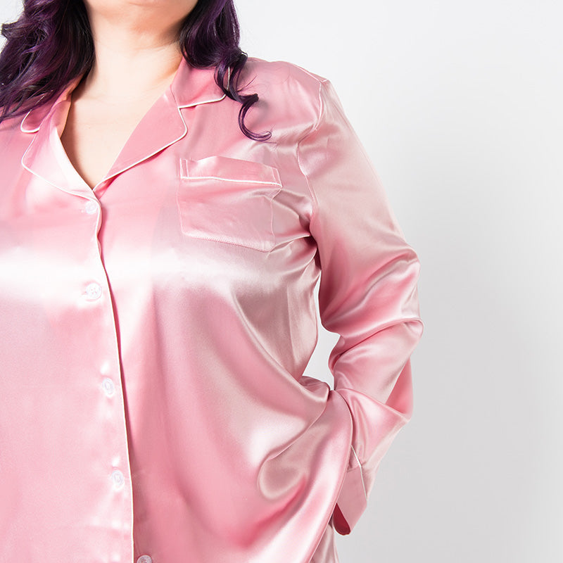  Women's Plus Size Pink Pajama Set - Women's Plus Size Pink Pajama Set -  -  - fine silk products by Forsters Finery