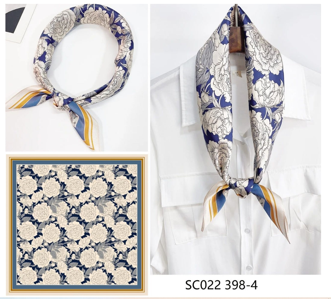  Forsters Finery Silk Scarves. 27x27 inches Square - Butchart Blue-398-4 - FF-silkscarf-398-4 -  - Luxurious Fine Silk by Forsters Finery