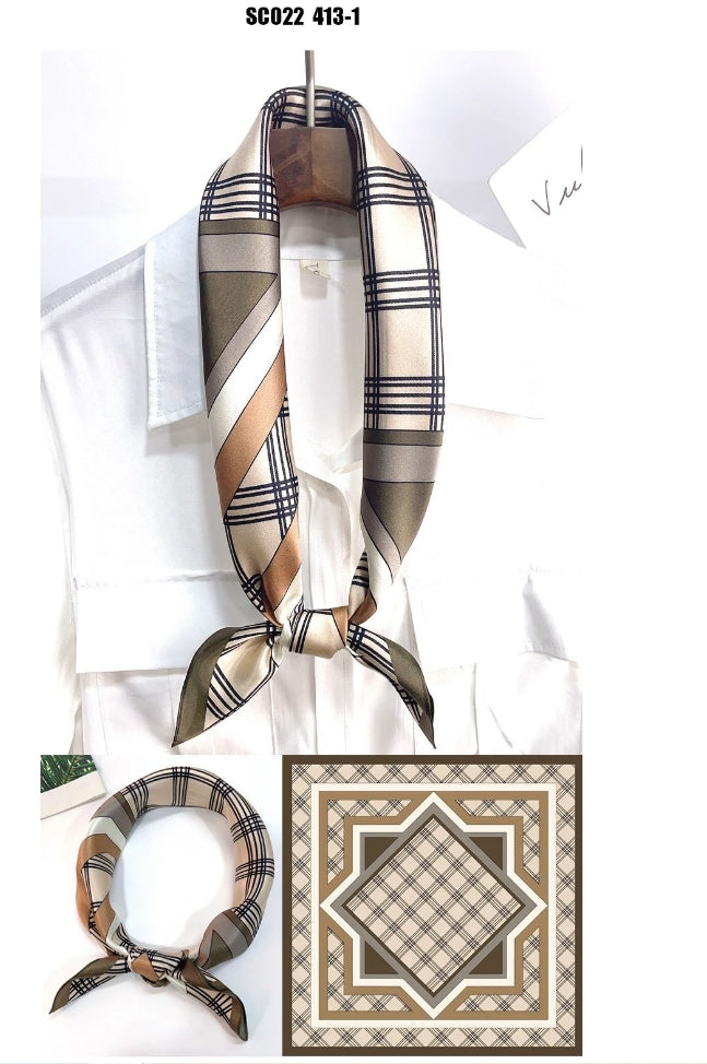  Forsters Finery Silk Scarves. 27x27 inches Square - Parksville Plaid-413-1 - FF-Silkscarf-413-1 -  - Luxurious Fine Silk by Forsters Finery