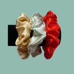 3 pack Scrunchy Bundle Gold, Aqua, Lava 3.5-4 cm -  Silk Scrunchy - Forster's Finery Fine Silk Products