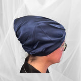 Navy Silk Bonnet -  Silk Night Cap - Forster's Finery Fine Silk Products