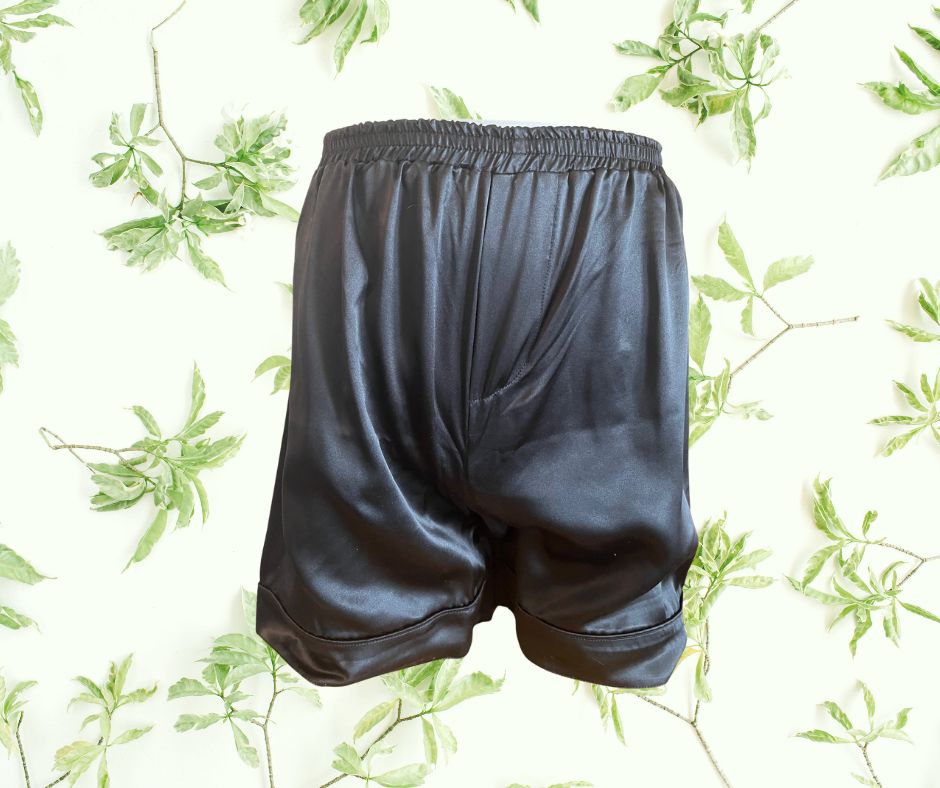 Men's Mulberry Silk Boxer Short with faux fly Black -  Silk Boxer Shorts - Forster's Finery Fine Silk Products
