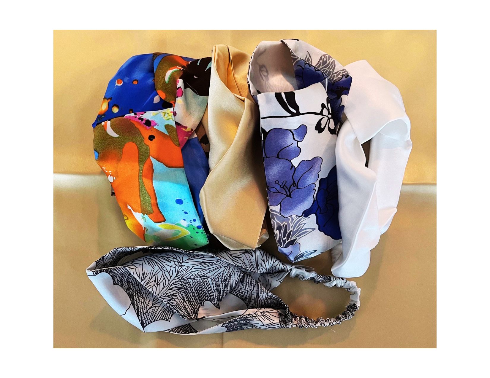 Silk headbands in multiple colours and patterns