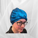 Azure Double Silk Bonnet -  Silk Night Cap - Forster's Finery Fine Silk Products