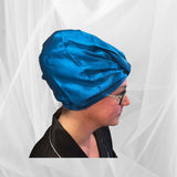 Azure Double Silk Bonnet -  Silk Night Cap - Forster's Finery Fine Silk Products