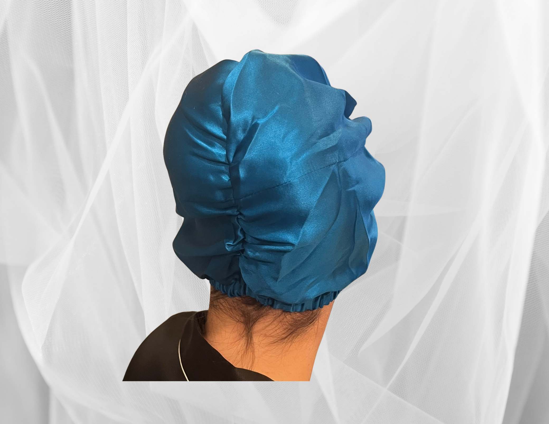 Azure Double Silk Bonnet -  Silk Night Cap - Forster's Finery Fine Silk Products