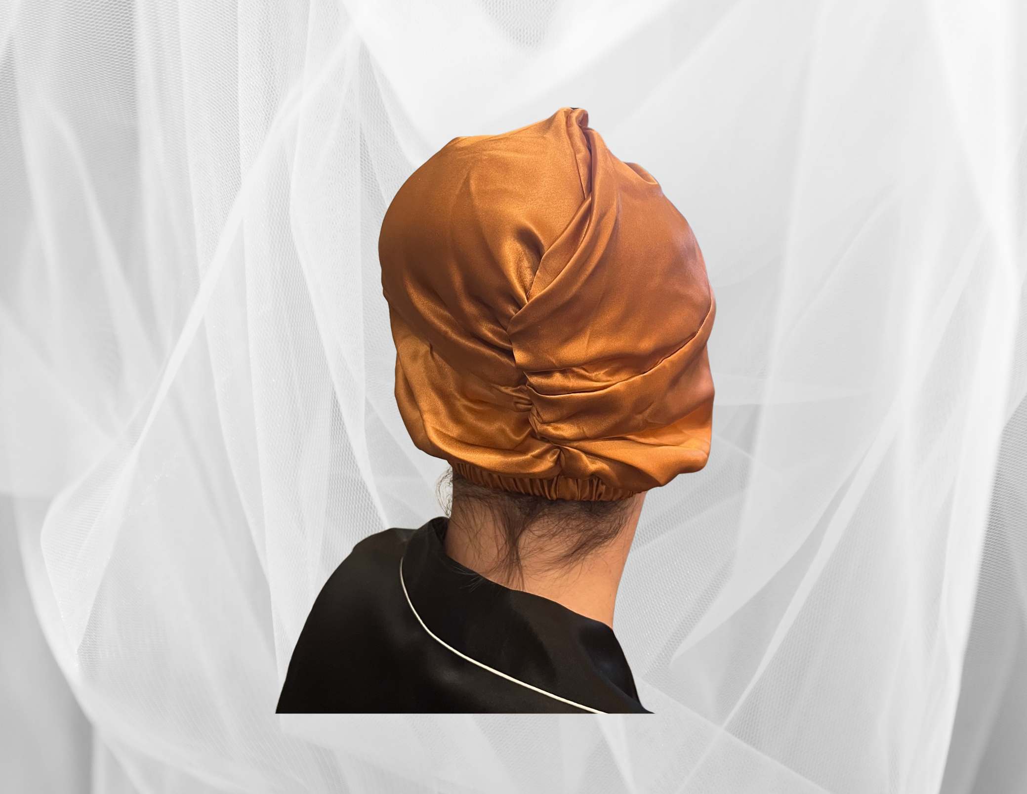 Copper Double Silk Bonnet -  Silk Night Cap - Forster's Finery Fine Silk Products