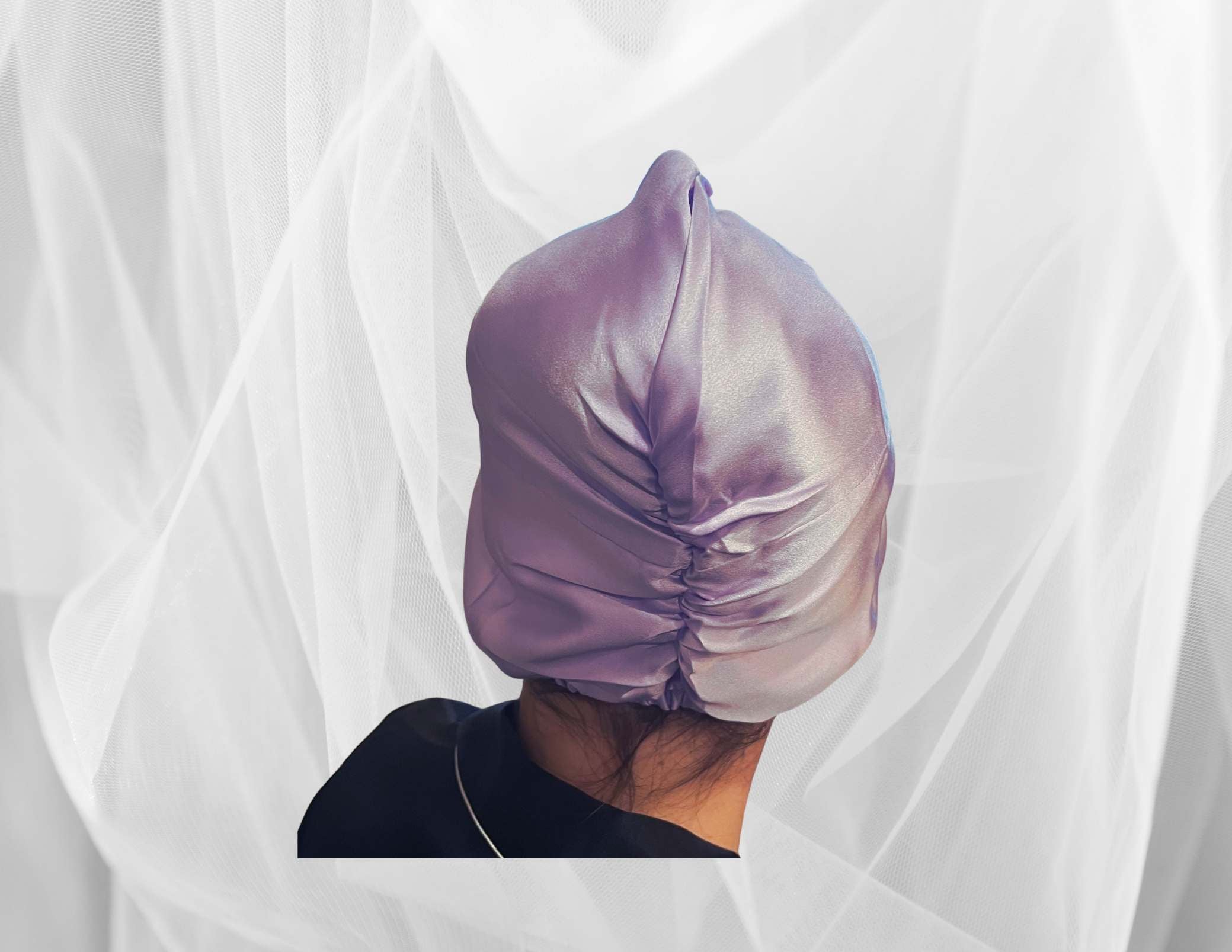 Lilac Double Silk Bonnet -  Silk Night Cap - Forster's Finery Fine Silk Products