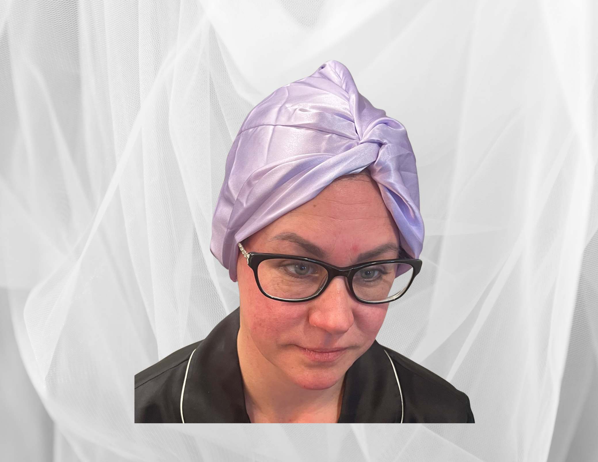 Lilac Double Silk Bonnet -  Silk Night Cap - Forster's Finery Fine Silk Products