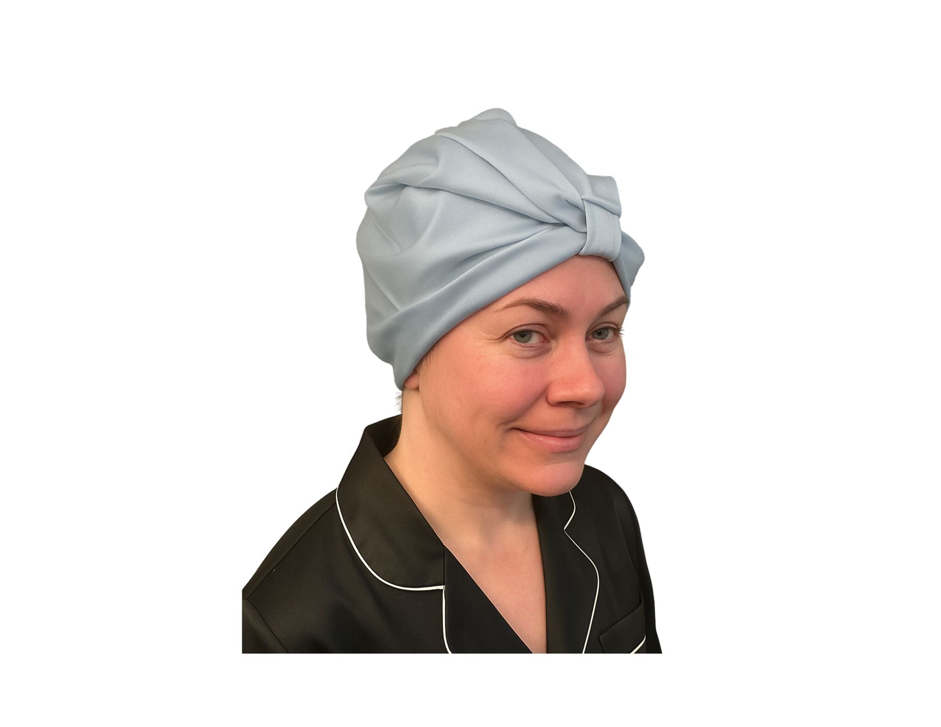 Silk Night Cap/Bonnet Double Layer Lt Blue -  Silk Night Cap - Forster's Finery Fine Silk Products