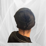 Silk Night Cap/Bonnet Single Layer Black