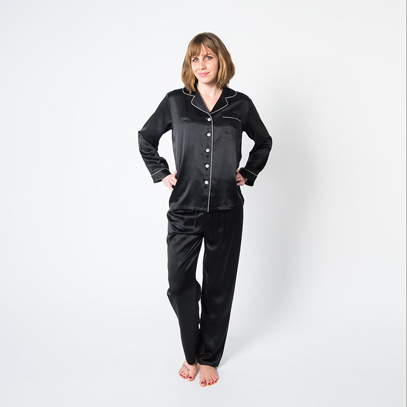  Women's Black Pajama Set - 2X -  -  - fine silk products by Forsters Finery
