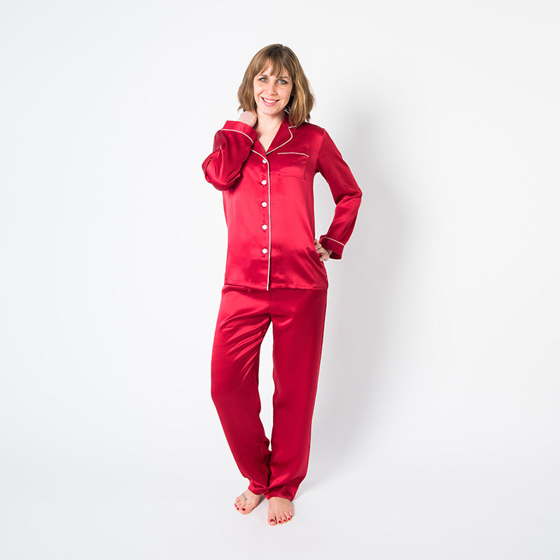  Women's Red Pajama Set - 2X -  -  - fine silk products by Forsters Finery