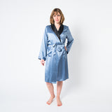  Women's Twilight Robe with Black Collar - Plus Size -  -  - fine silk products by Forsters Finery