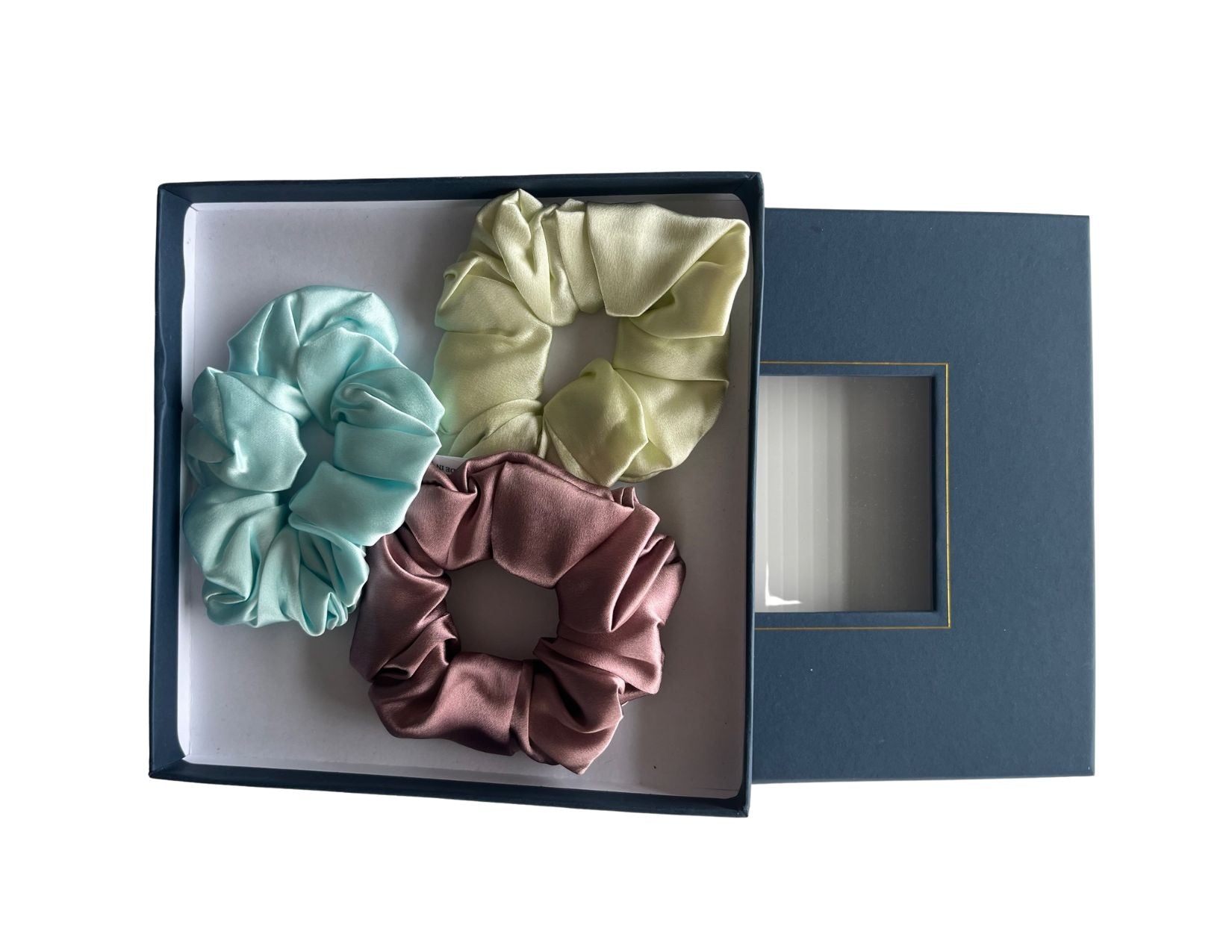 3 pack Scrunchy bundle Aqua, Mint, Mauve 3.5-4cm -  Silk Scrunchy - Forster's Finery Fine Silk Products