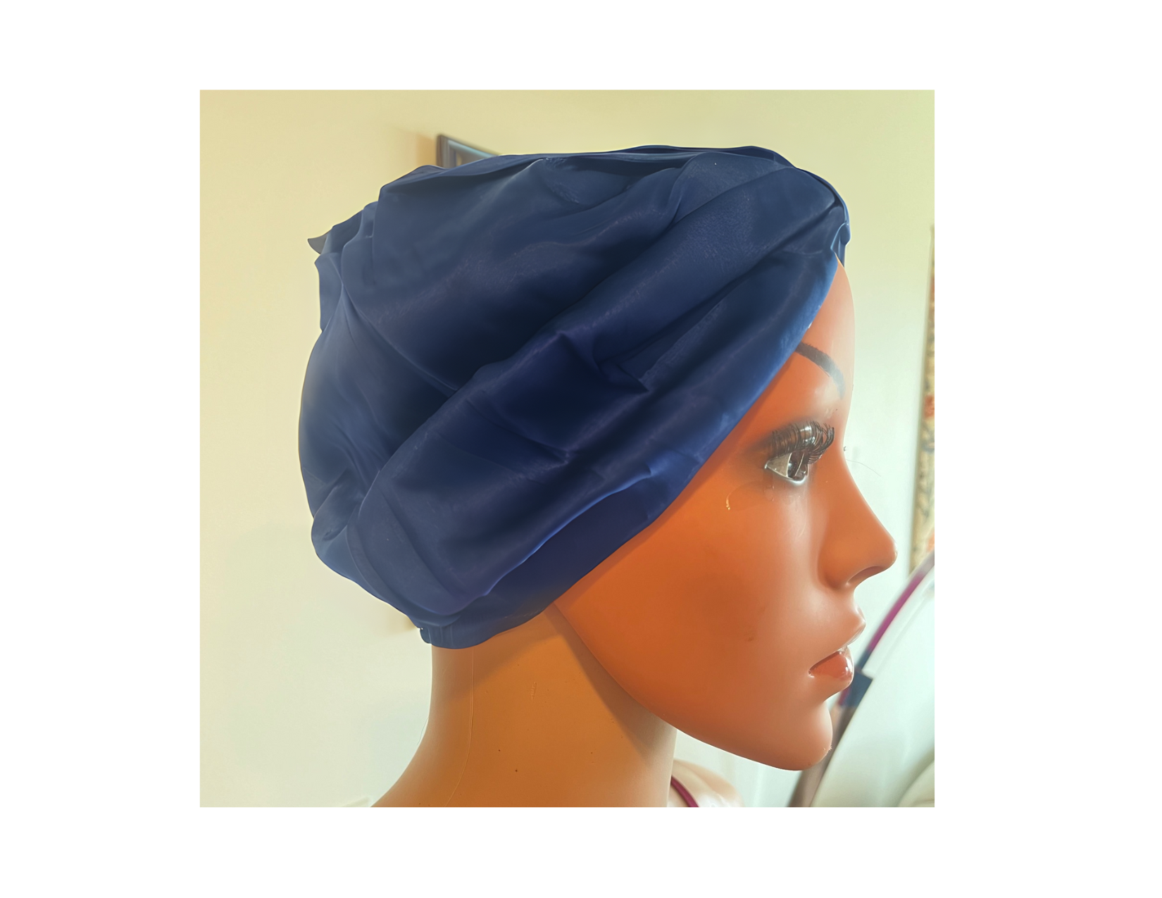 Navy Square Silk Night Cap/Bonnet -  Silk Night Cap - Forster's Finery Fine Silk Products