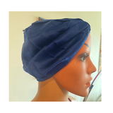 Navy Square Silk Night Cap/Bonnet -  Silk Night Cap - Forster's Finery Fine Silk Products