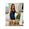 short silk nightgown in navy