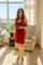 Short silk nightgown in red