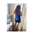 Women's Mulberry Silk Camisole and Boxer Pajama Set Navy Blue -  Silk Pajama - Forster's Finery Fine Silk Products