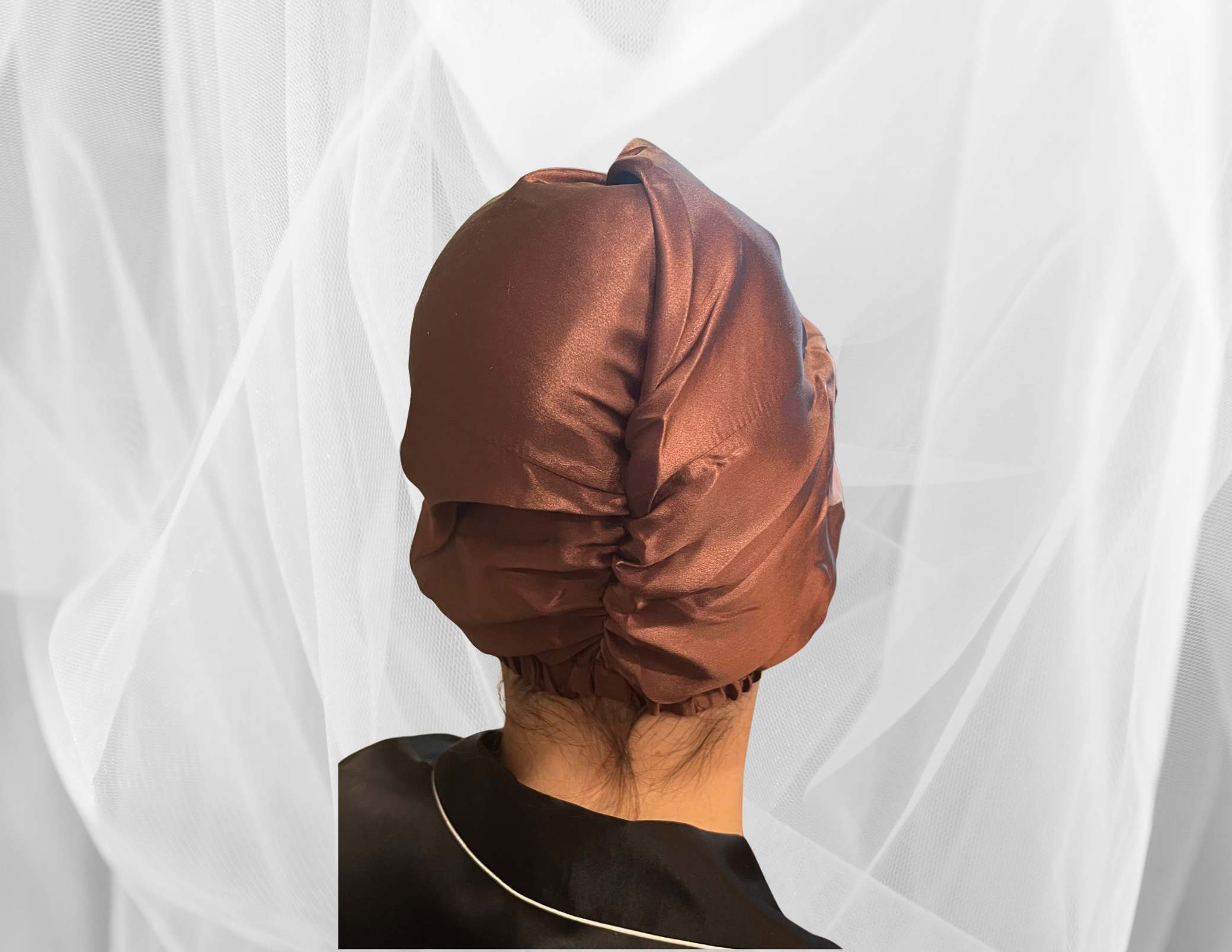 Coffee Double Silk Bonnet -  Silk Night Cap - Forster's Finery Fine Silk Products