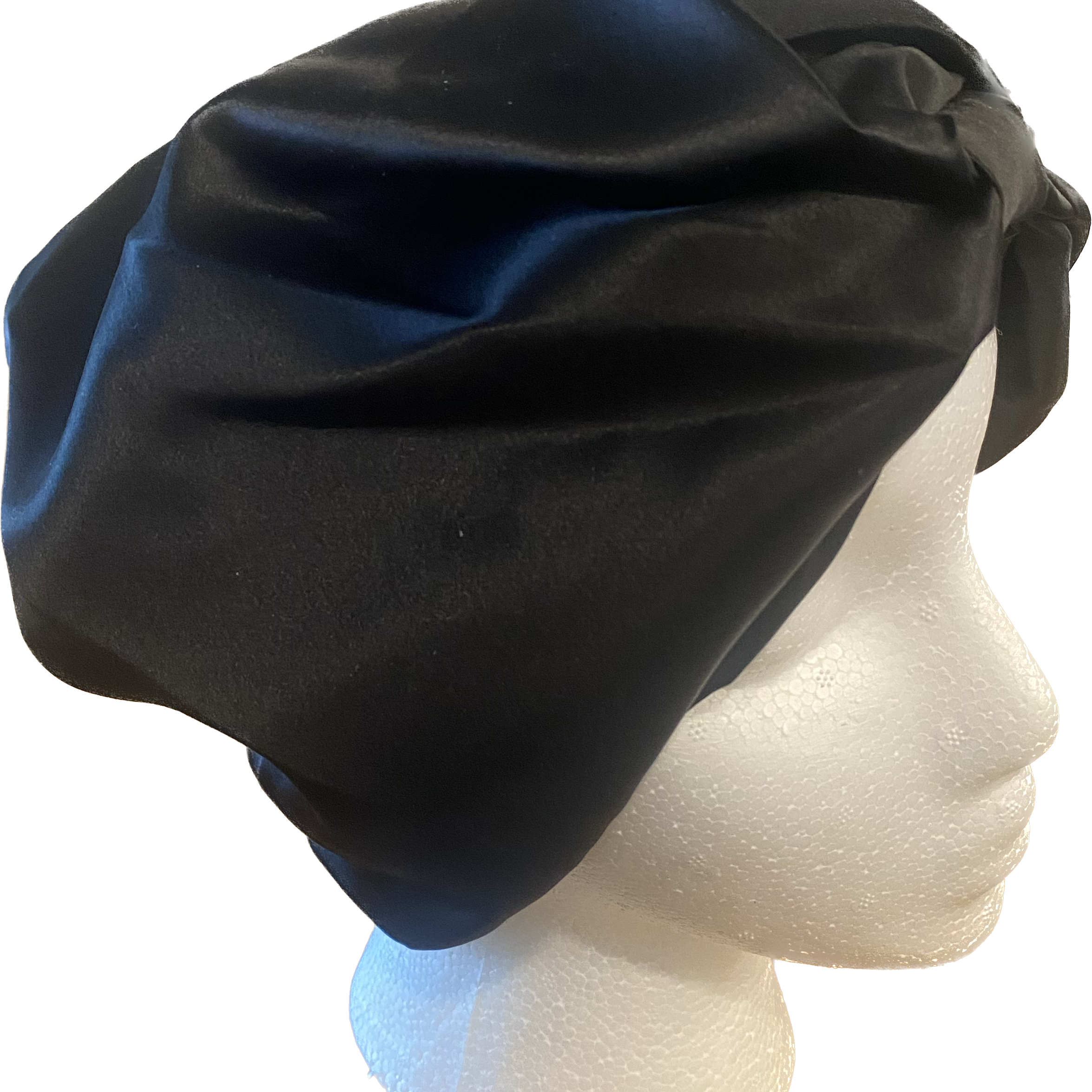  Black Square Silk Night Cap/Bonnet - Black Square Silk Night Cap/Bonnet -  -  - fine silk products by Forsters Finery