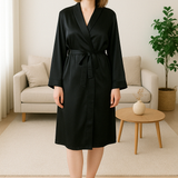 Women's  Mulberry Silk Robe Black