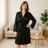 Women's  Mulberry Silk Robe Black